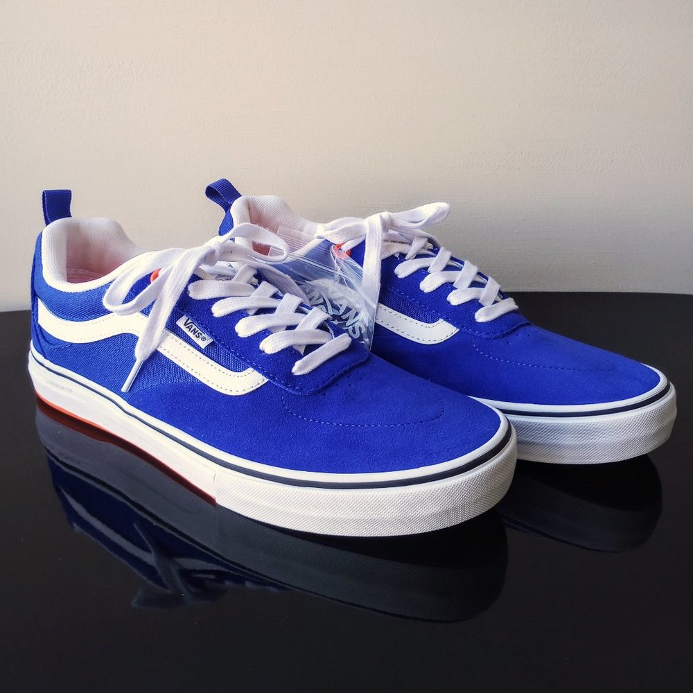 Vans Men's Kyle Walker Suede / Canvas Sneaker in Awesome Athletic Blue / Orange - Picture 2 of 14